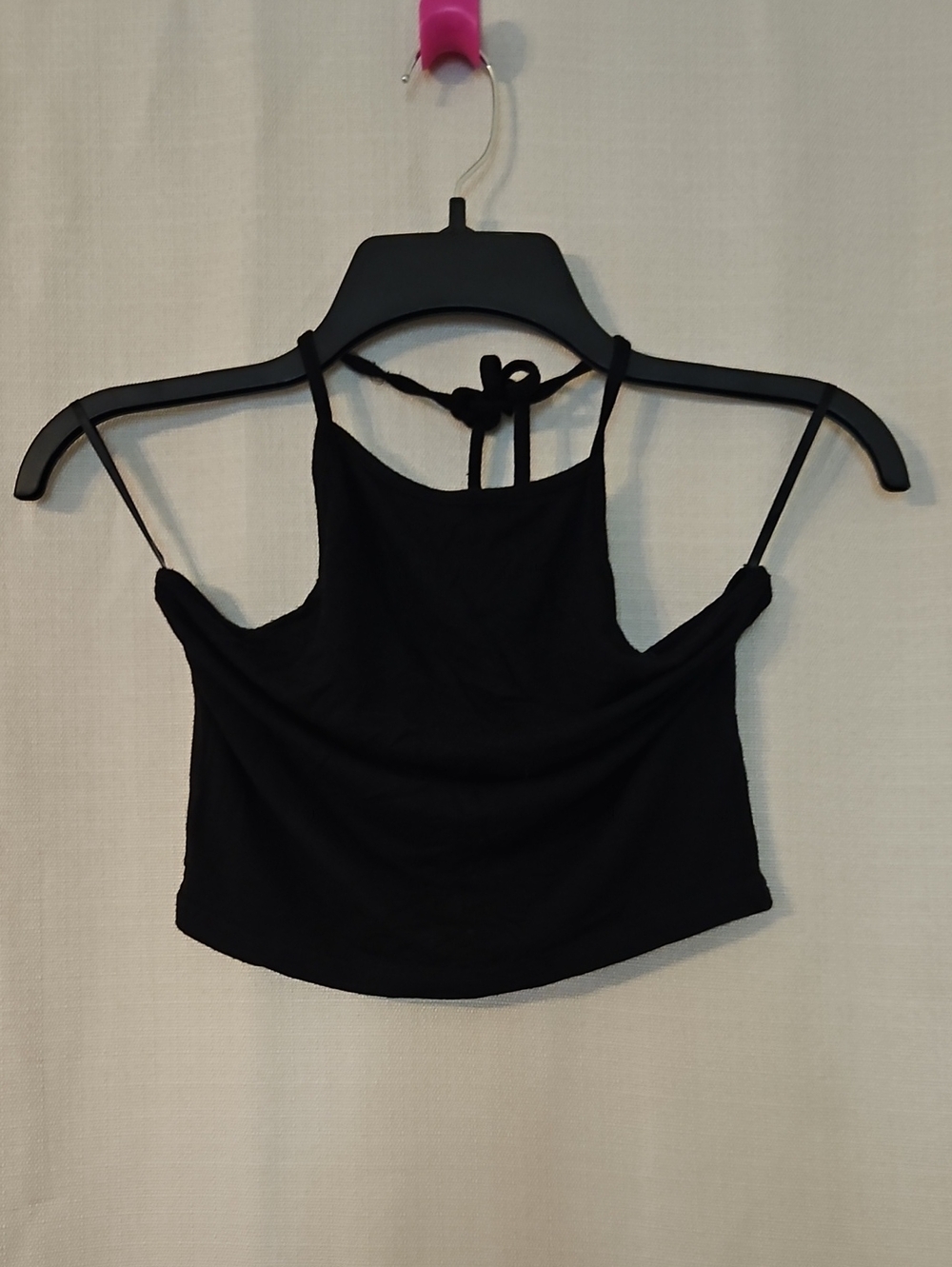 Women’s Black Halter Tie-Back Crop Camisole